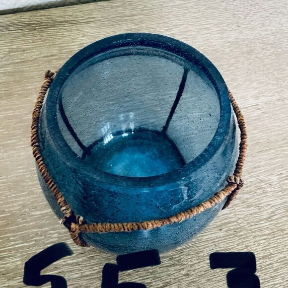 Blue Tinted Glass Candle Holder Jar Vase - Picture 3 of 3